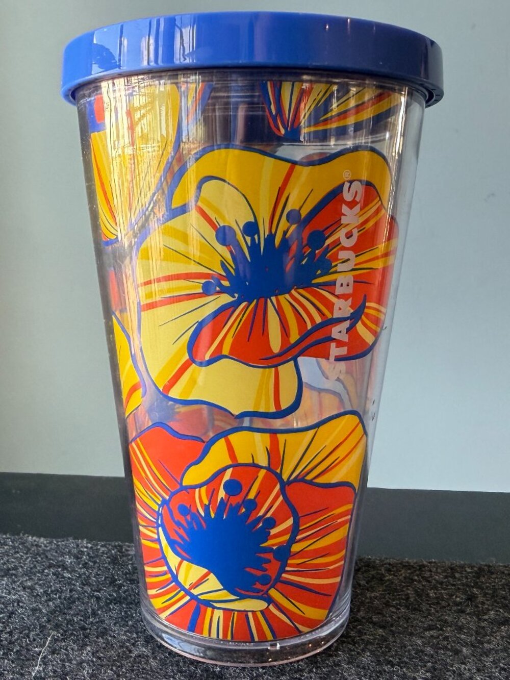 Starbucks Floral Poppy Tumbler 16 oz Cold Cup With Lid